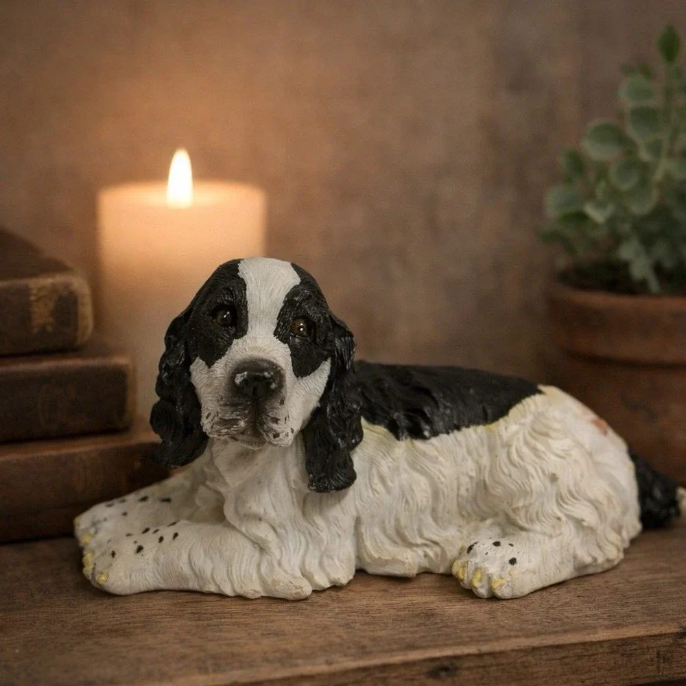 Black And White Cocker Spaniel Pup‎ Figurine